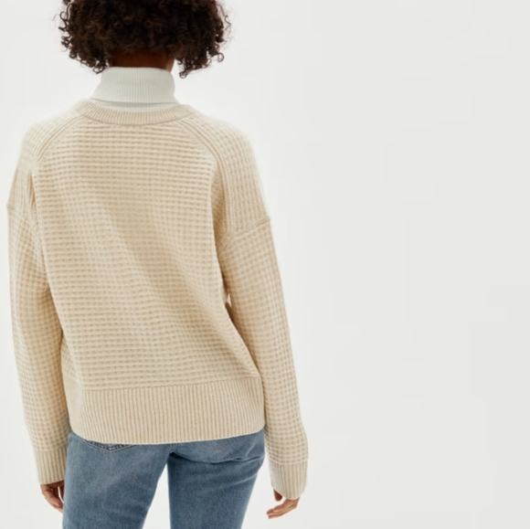 Everlane Belgian Waffle Recashmere Henley in Canvas XXS NWOT - Picture 3 of 14